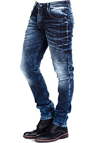 Cipo & Baxx Herren Jeans Hose Straight Fit verwaschen Used Look Denim Hose Blau W31 L32 von Cipo & Baxx