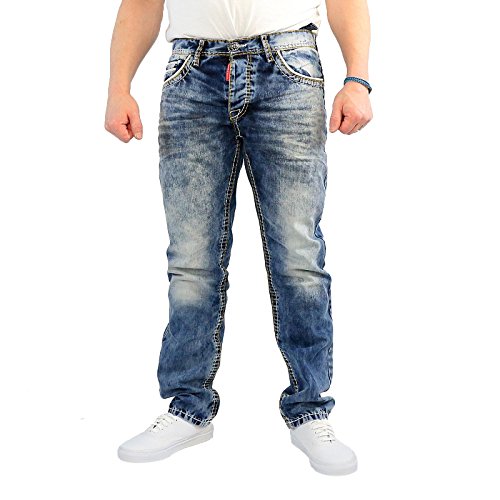 Cipo & Baxx Herren Jeans Hose mit Nähten, Blau, 33W / 30L von Cipo & Baxx