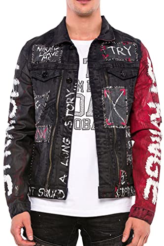 Cipo & Baxx Herren Jeans Jacke Denim Jacket Übergangsjacke Jeansjacke Schwarz M von Cipo & Baxx