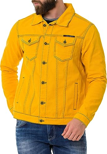 Cipo & Baxx Herren Jeans Jacke Übergangsjacke Baumwolle mit Taschen CJ289 Gelb XL von Cipo & Baxx