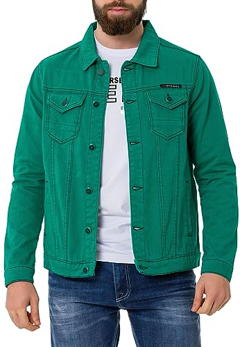 Cipo & Baxx Herren Jeans Jacke Übergangsjacke Baumwolle mit Taschen CJ289 Grün XXL von Cipo & Baxx