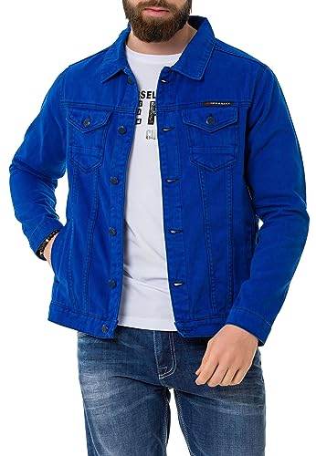 Cipo & Baxx Herren Jeans Jacke Übergangsjacke Baumwolle mit Taschen CJ289 Saxeblau L von Cipo & Baxx