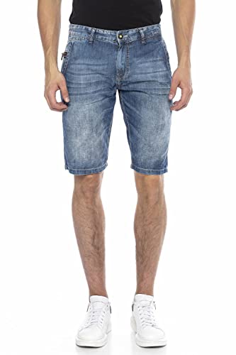 Cipo & Baxx Herren Jeans Shorts Basic Denim Kurze Hose Bermuda Sommer Capri Freizeit CK217 Blau 32 von Cipo & Baxx