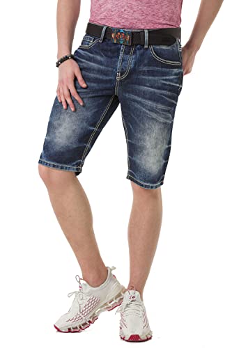 Cipo & Baxx Herren Jeans-Shorts Kurze Hose Denim Freizeithose CK251 Blau W30 von Cipo & Baxx