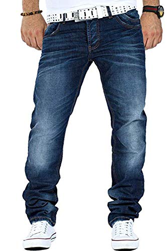 Cipo & Baxx Herren Jeanshose Basic Regular Fit Vintage Denim Jeans Hose Blau W38 L34 von Cipo & Baxx