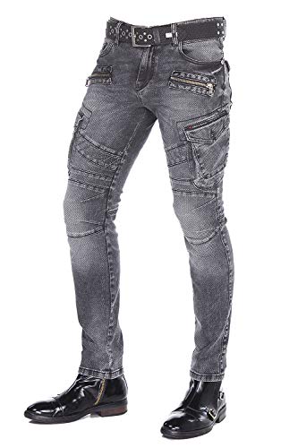 Cipo & Baxx Herren Jeanshose Biker Cargohose Jeanshose Skinny Fit Strech Denim Hose W32 L34 Schwarz von Cipo & Baxx