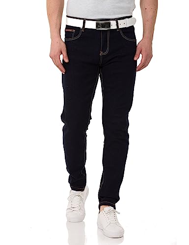 Cipo & Baxx Herren Jeanshose Slim Fit, Stretch Denim Pants im Basic-Look, 98,5% Baumwolle Jean Hose für Männer, Casual-Look Klamotten für Herren, CD820, Rawblue, W30 L34 von Cipo & Baxx