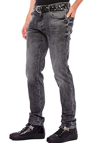 Cipo & Baxx Herren Jeanshose Straight Fit Denim Used Basic Jeans Hose Schwarz W34 L34 von Cipo & Baxx