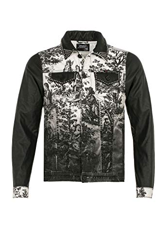 Cipo & Baxx Herren Jeansjacke Rockig Bikerjacke Übergangsjacke Nieten Design Ausgefallen Jacke Schwarz XXL von Cipo & Baxx
