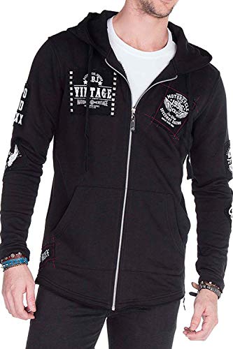 Cipo & Baxx Herren Kapuzenjacke Sweat Jacke Sweater Übergangsjacke Prints Stickerei Reißverschluss Schwarz M von Cipo & Baxx