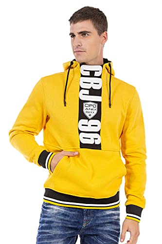 Cipo & Baxx Herren Hoodie Sweatshirt CL478 Gelb – Stylischer Pullover im Casual Streetwear Look mit Kapuze & Kängurutasche – Bequemes Oberteil für Alltag & Freizeit - CL478 Gelb L von Cipo & Baxx