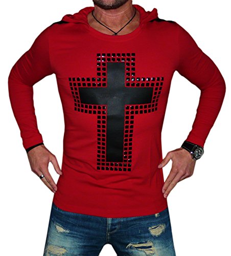 Cipo & Baxx Herren Kapuzensweatshirt Longsleeve Langarmshirt Sweater Pullover CL130 Rot L von Cipo & Baxx