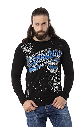 Cipo & Baxx Herren Langarmshirt Longsleeve Shirt mit Print CL510 Schwarz XXL von Cipo & Baxx