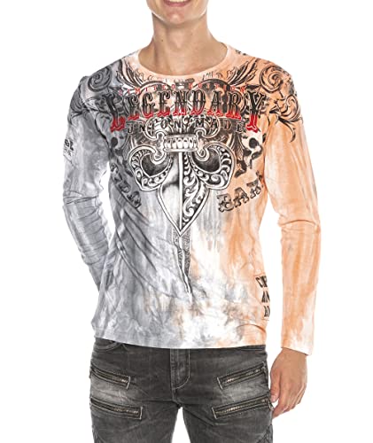 Cipo & Baxx Herren Langarmshirt Longsleeve Sweatshirt Sweater Pullover Print mit Batik Waschung Puder-Anthracite L Cipo & Baxx Herren Langarmshirt Longsleeve Sweatshirt Sweater Pullover Print mit Batik Waschung Puder-Anthracite L von Cipo & Baxx