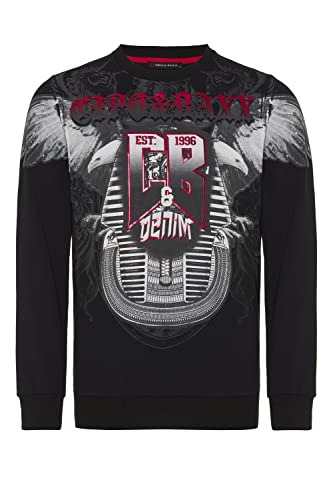 Cipo & Baxx Herren Langarmshirt Print Longsleeve Rundhals Sweater CL515 Schwarz XL von Cipo & Baxx