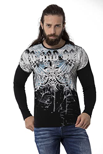 Cipo & Baxx Herren Langarmshirt Print Longsleeve Rundhals Sweater CL516 Schwarz XXL von Cipo & Baxx