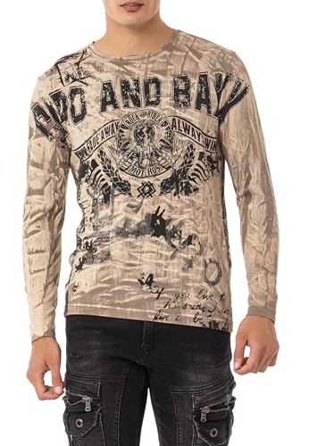Cipo & Baxx Herren Sweatshirt CL549 Braun – Stylischer Pullover im Modernen Streetwear Look mit Rundhals & Print – Bequemer Sweater für Alltag, Freizeit & Party - CL549 Braun S von Cipo & Baxx