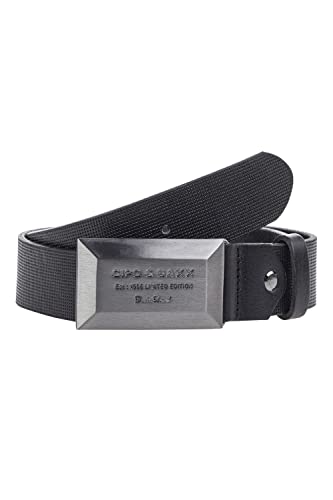 Cipo & Baxx Herren Leder Gürtel Belt Accessoire Design Muster Robust Schließe CG195 Schwarz Gr.95 von Cipo & Baxx