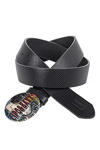 Cipo & Baxx Herren Ledergürtel Belt Bunt Schließe Oval Markenbadge Gürtel CG206 Schwarz Gr.110 von Cipo & Baxx