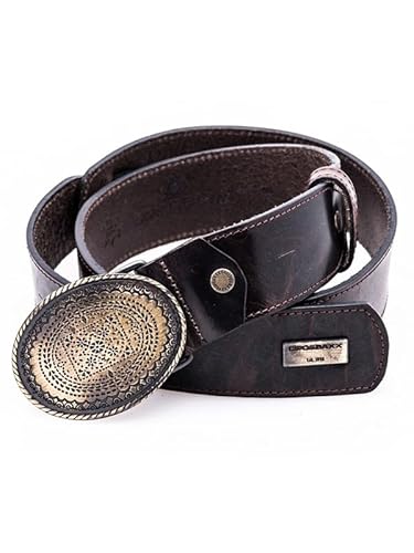 Cipo & Baxx Herren Ledergürtel Belt Design Ornament-Schließe Gürtel CG123 Braun 90 von Cipo & Baxx