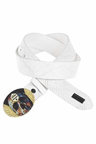 Cipo & Baxx Herren Ledergürtel Belt Reptilien Muster Totenkopf Oval Schließe Rockig Gürtel CG202 Weiß Gr.105 von Cipo & Baxx