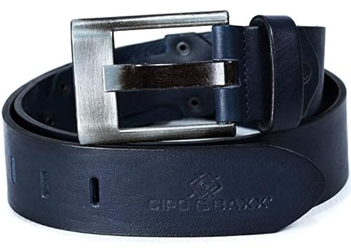 Cipo & Baxx Herren Ledergürtel Echt Leder Belt Gürtel Leather C-2163 Dunkelblau 100cm von Cipo & Baxx