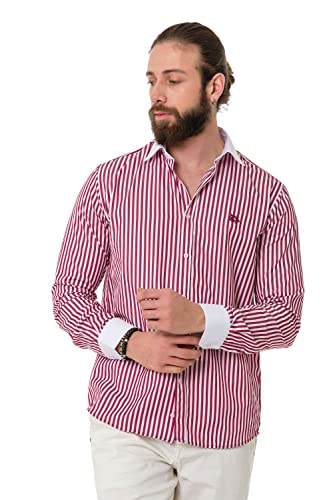 Cipo & Baxx Herren Leinen Hemd Langarm Freizeithemd Standardkragen CH192 Rot XL von Cipo & Baxx