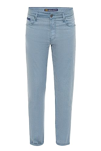 Cipo & Baxx Herren Leinenhose Jeans Denim Gestreift Freizeithose Baumwolle CD841 Blau W29 L32 von Cipo & Baxx