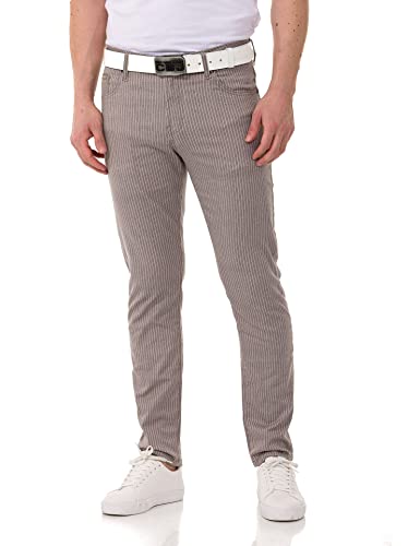 Cipo & Baxx Herren Leinenhose Jeans Denim Gestreift Freizeithose Baumwolle CD841 Grau W31 L32 von Cipo & Baxx