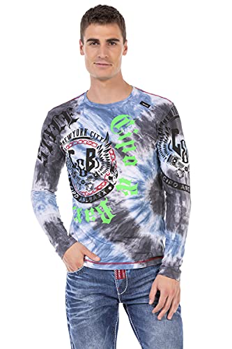 Cipo & Baxx Herren Sweatshirt CL476 Blau – Stylischer Pullover im Modernen Streetwear Look mit Rundhals & Print – Bequemer Sweater für Alltag, Freizeit & Party - CL476 Blau XXL von Cipo & Baxx