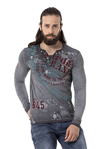 Cipo & Baxx Herren Longsleeve Shirt Sweatshirt Langarmshirt Rundhals Print CL512 Anthracite M von Cipo & Baxx