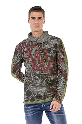 Cipo & Baxx Herren Longsleeve Totenkopf Schalkragen Allover-Print Langarmshirt Pullover Sweatshirt CL468 Anthracite S Cipo & Baxx Herren Longsleeve Totenkopf Schalkragen Allover-Print Langarmshirt Pullover Sweatshirt CL468 Anthracite S von Cipo & Baxx