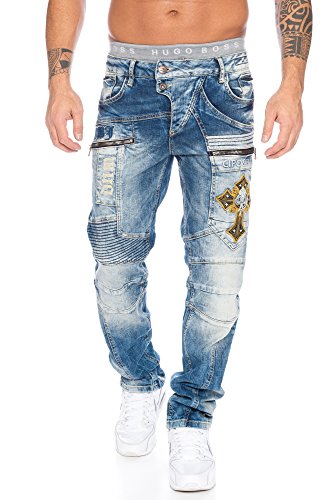 Cipo & Baxx Herren Nähte Jeans Hose blau von Cipo & Baxx