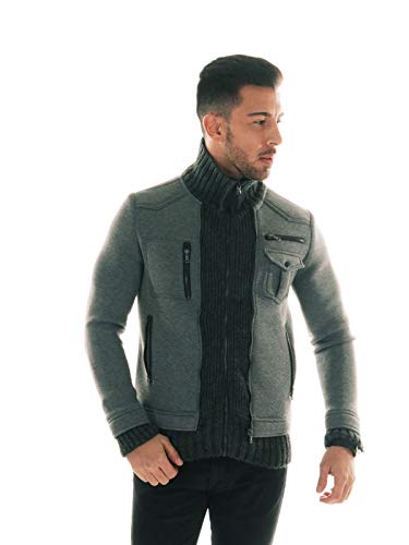 Cipo & Baxx Herren Outdoorjacke Lagen-Design Strick Jacke Übergangsjacke Anthracite M von Cipo & Baxx