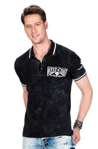 Cipo & Baxx Herren Poloshirt Batikstyle T-Shirt Print CT381 Schwarz S von Cipo & Baxx