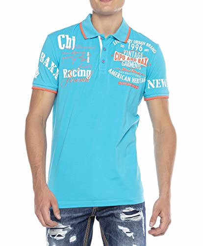 Cipo & Baxx Herren Poloshirt Classic Modern Casual Freizeit Kurzarm Shirt Polohemd T-Shirt Polo CT603 Türkis M von Cipo & Baxx
