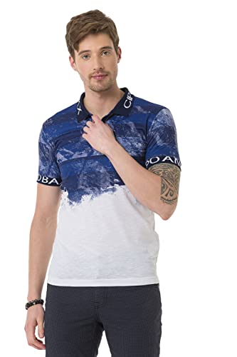 Cipo & Baxx Herren Poloshirt Marmor Design Shirt Kurzarm CT699 Blau XXL von Cipo & Baxx