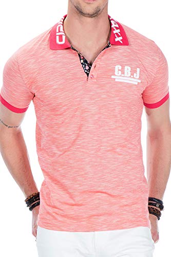 Cipo & Baxx Herren Poloshirt Slim Fit T-Shirt Modern meliert, Coral, M von Cipo & Baxx