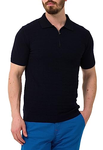 Cipo & Baxx Herren Poloshirt Strıck Reıßverschluss Kurzarm CT752 Dunkelblau S von Cipo & Baxx