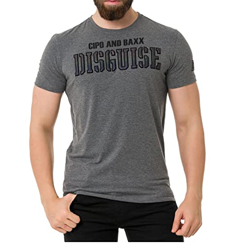 Cipo & Baxx Herren Prägedruck Print T-Shirt Kurzarm CT737 AnthrazitXXL von Cipo & Baxx