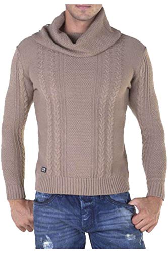 Cipo & Baxx Herren Pullover Sweater Strickpullover Schalkragen Rundhalspulli Sweatshirt C-6360 Camel L von Cipo & Baxx