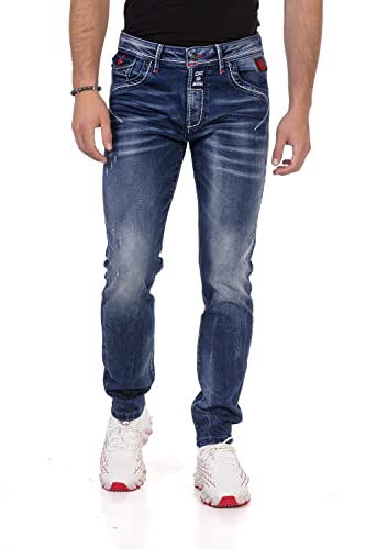 Cipo & Baxx Herren Regular Fit Jeanshose Denim Pants Jeans Hose CD692 Blau W33 L34 von Cipo & Baxx