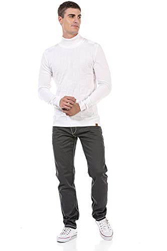 Cipo & Baxx Herren Rollkragenpullover Pullover Strickpullover Muster CP241 Weiß L von Cipo & Baxx