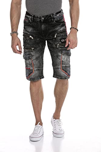 Cipo & Baxx Herren Shorts Bermuda Capri Kurze Hose Denim Jeans Sweat Jeans-Short CK224 Schwarz 33 von Cipo & Baxx