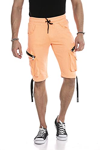 Cipo & Baxx Herren Shorts Bermuda Capri Kurze Hose Jeans Denim CK225 Orange L von Cipo & Baxx