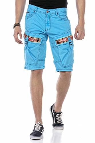 Cipo & Baxx Herren Shorts Bermuda Freizeit Kurze Hose Capri CK243 Hellblau W40 von Cipo & Baxx