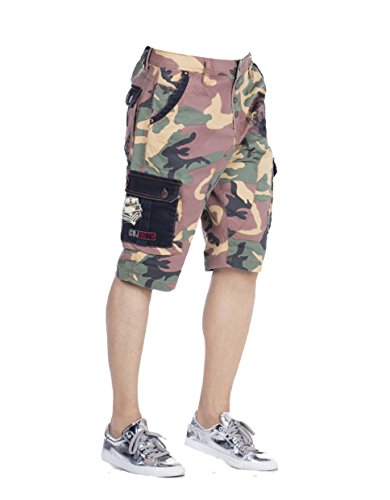 Cipo & Baxx Herren Shorts Camouflage Jeans Kurze Hose Outdoor Freizeit Shorts Bermuda Capri Denim CK154 Camel 29 von Cipo & Baxx