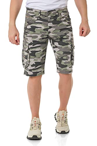 Cipo & Baxx Herren Shorts Camouflage Tarnmuster Cargo Gestreift Bermuda Kurze Hose CK286 Camouflage W31 von Cipo & Baxx