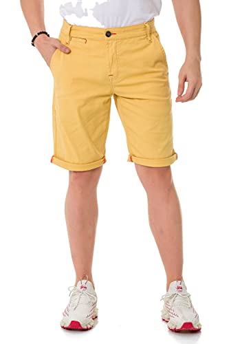 Cipo & Baxx Herren Shorts Chino Bermuda Kurzehose CK272 Mustard W38 von Cipo & Baxx