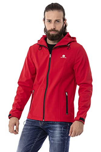 Cipo & Baxx Herren Softshell Jacke Funktionsjacke Übergangsjacke Kapuze CJ285 Rot XL von Cipo & Baxx